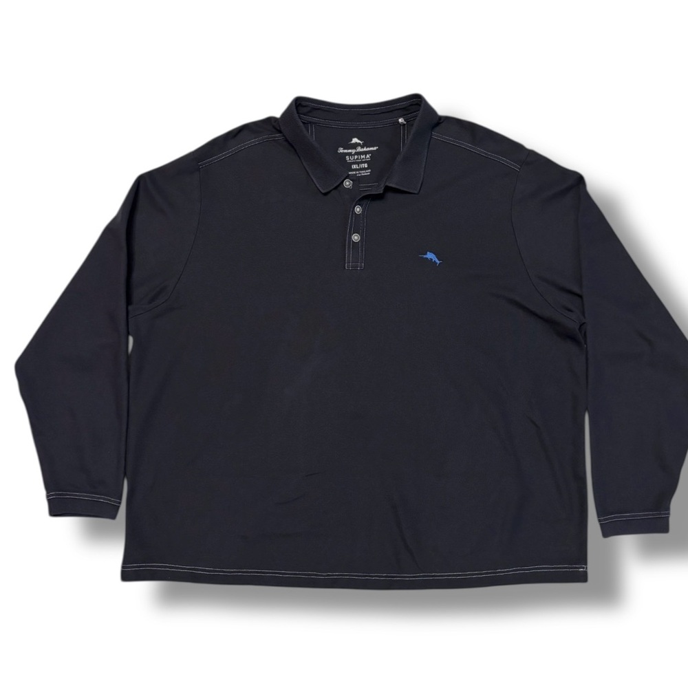 TOMMY BAHAMA Big & Tall Emfielder Long Sleeve Polo Black